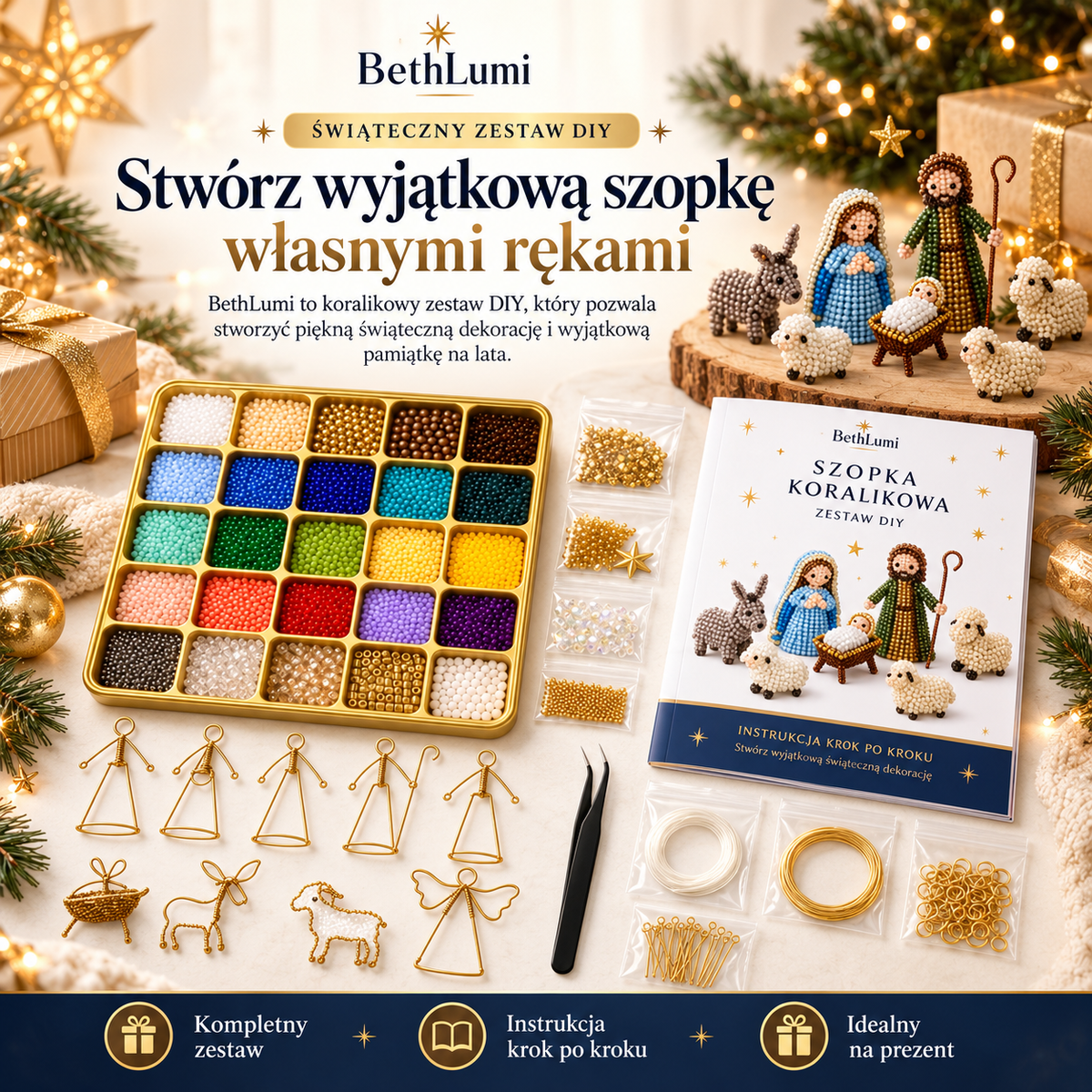 BethLumi – Koralikowa szopka bożonarodzeniowa DIY 3D